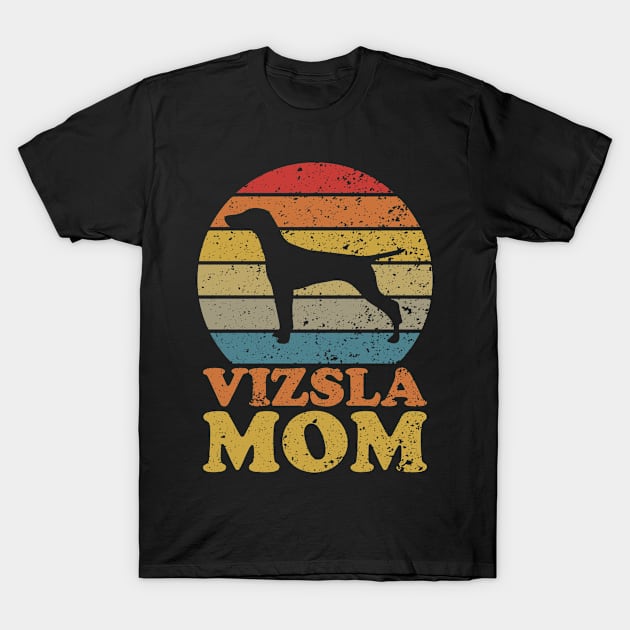 Retro Sunset Vizsla Dog Mom T-Shirt by AmazingDesigns